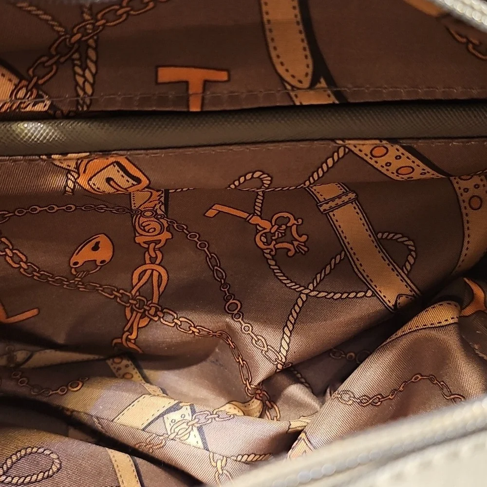 Tignanello Elegant Grey And Gold Faux Leather Handbag - Picture 5 of 5